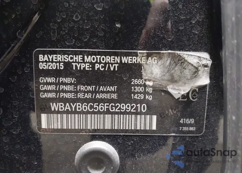 2015 BMW 750I xDrive from USA, damaged, VIN WBAYB6C56FG299210